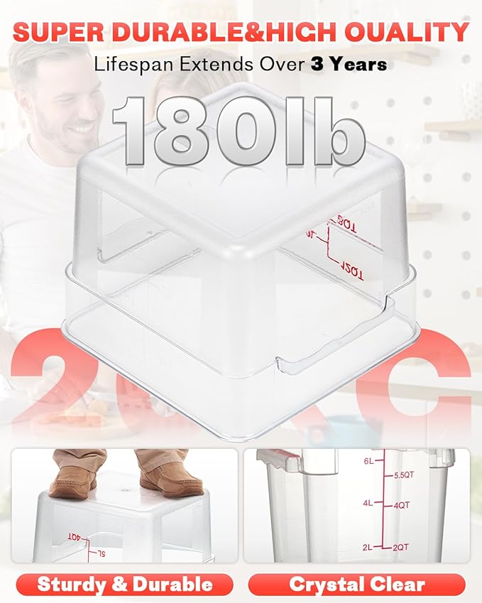 2QT NSF Food Storage Containers: 2 PCS Commercial Clear Square Food Storage - Image 6