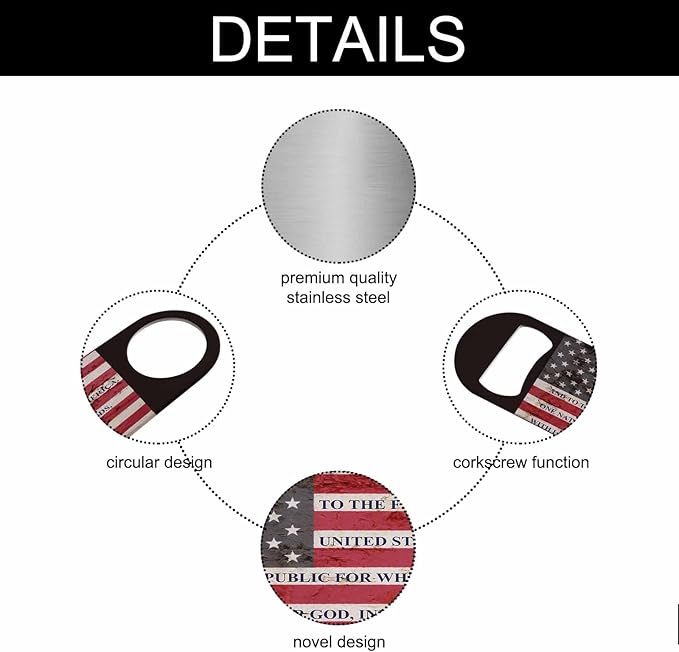 Usa Flag Stainless Steel Bottle Opener Pledge of Allegiance Written on A - Image 3