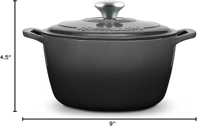 ROSSALLINI Signature Enameled Cast Iron Dutch Oven, Non-Stick Serving Pot - Image 11