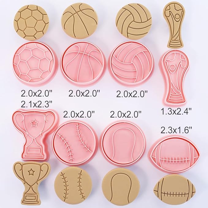 Ball Shape Cookie Cutters Set, 8-PCS 3D Football, Basketball, Volleyball - Image 5