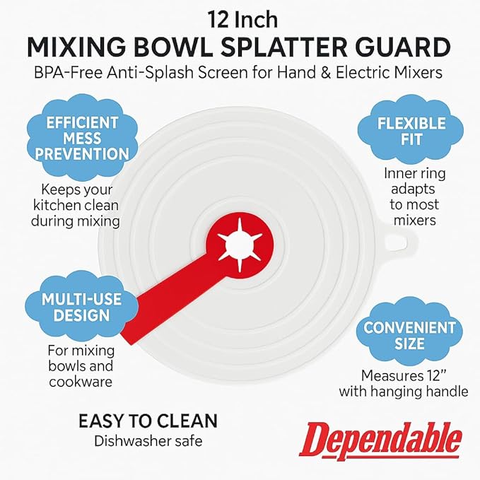 12 Inch Mixing Bowl Splatter Guard – BPA-Free Anti-Splash Screen - Image 3