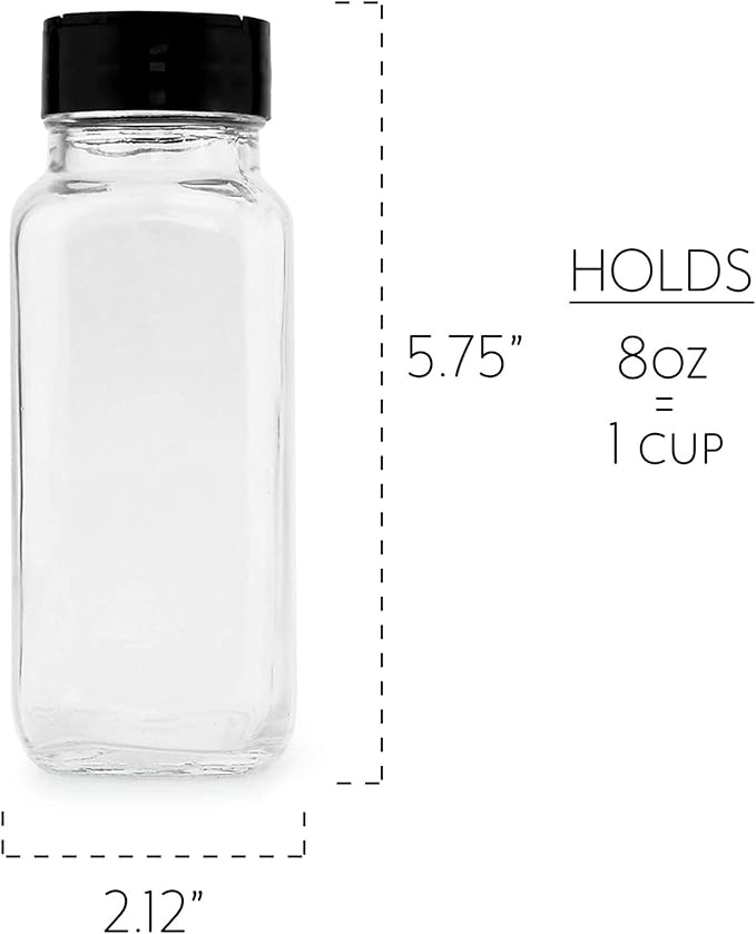 Cornucopia Brands French Square Spice Jars, Spice Shaker/Pourer w/ Lid; 1-Cup / - Image 5