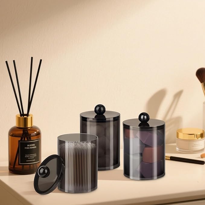 XIPENGKEJI 6 Pack Qtip Holder, Canister Apothecary Jar Set, Bathroom Jars - Image 7