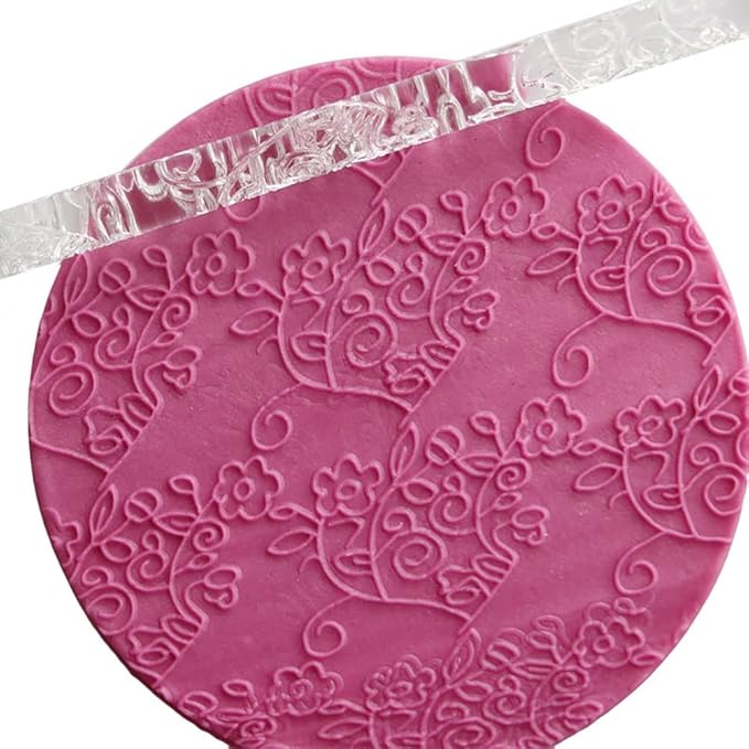 Acrylic Rolling Pin with 28 Patterns, Lightweight 6.3x0.4 Inch Textured Design - Image 4