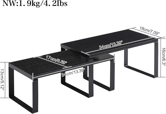 YMYNY Cabinet Shelf Organizer, Countertop Shelves Set of 2, Kitchen Spice Racks - Image 3