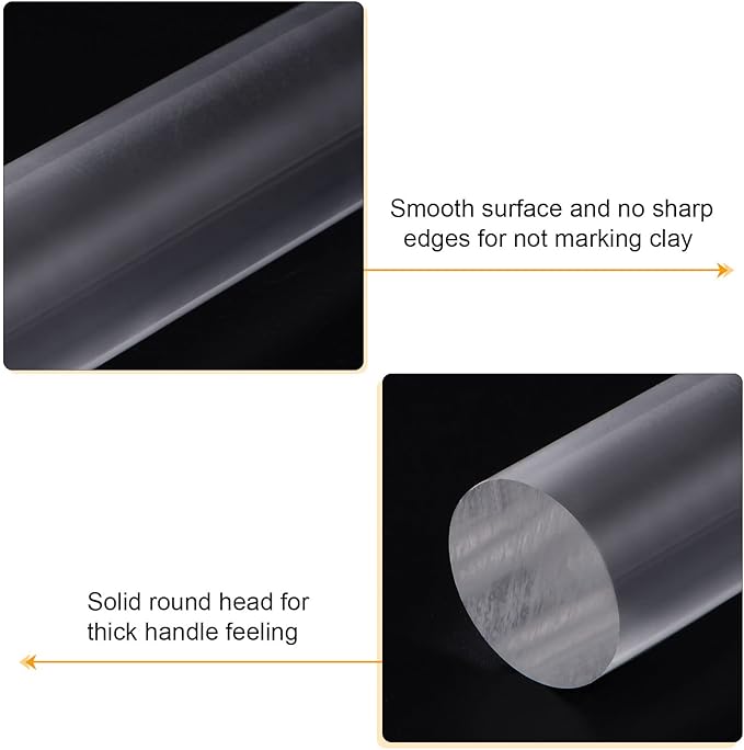 HARFINGTON Acrylic Clay Roller 7.28 Inch x 1 Inch Solid Non-Stick Plastic Round - Image 4
