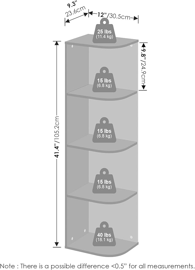 Furinno Reed Corner Shelf, 4-Tier Corner Bookshelf, Book Shelf, Corner Shelves - Image 3
