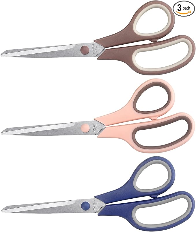 Scissors 8.5 Inch scissors all purpose Bulk Set of 3, Scissors by LONGKEY