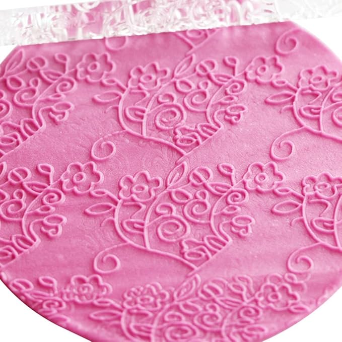 Acrylic Rolling Pin with 28 Patterns, Lightweight 6.3x0.4 Inch Textured Design - Image 2