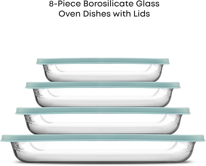 JoyJolt 8-Piece Borosilicate Glass Oven Dishes - Image 2