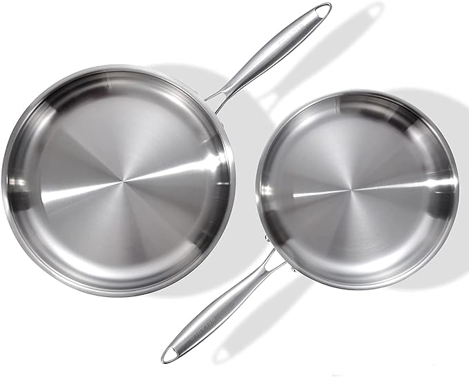 DELARLO Tri-Ply Stainless Steel Pan, 18/10 Frying Pan, Oven Safe Up to 600°F by DELARLOCOOKWARE