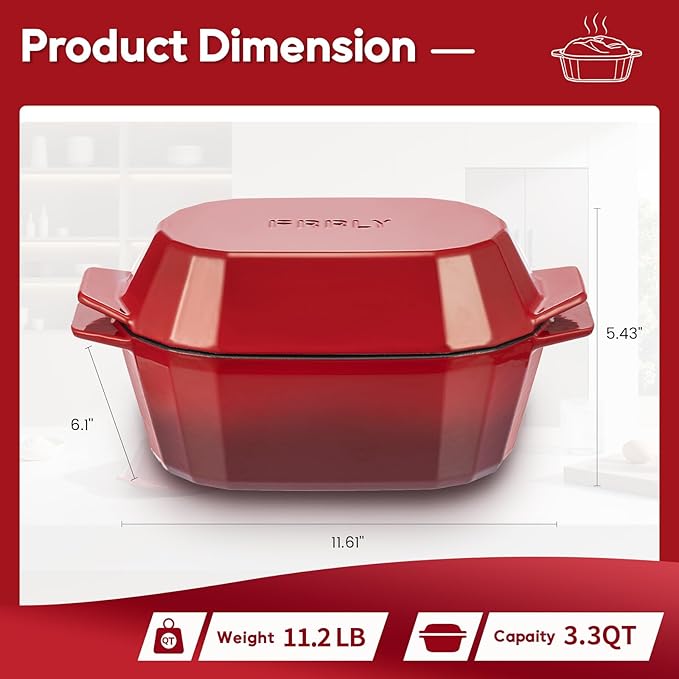 Enameled Cast Iron Dutch Oven for Bread Baking – 3QT Oval Round Heavy Duty - Image 2