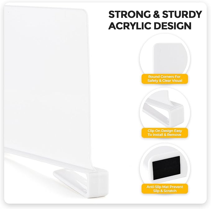 JOY DECOR 8 Pack Acrylic White Shelf Dividers - Image 8