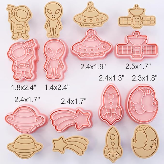 Outer-Space Cookie Cutters Set, 8-PCS 3D Astronaut, Planet Cookie Cutters - Image 5