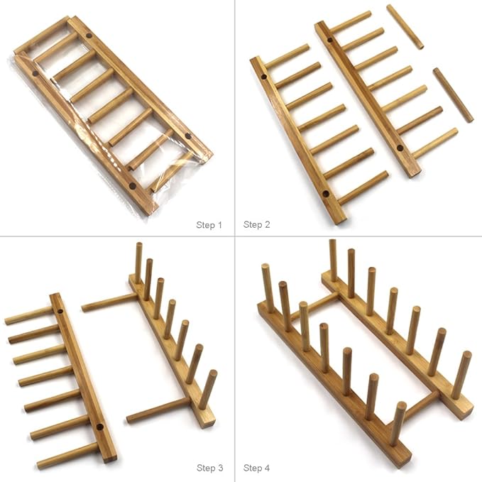 INNERNEED Bamboo Wooden Plate Racks Dish Stand Holder Kitchen Storage Cabinet - Image 5