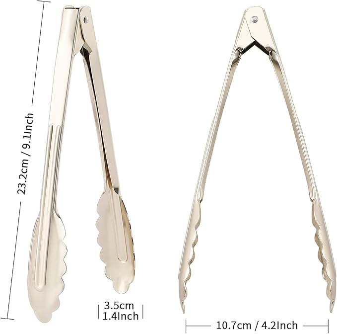 MSY BIGSUNNY 9 Inch Food Tongs for Cooking and Serving- Aluminum Kitchen Utensil - Image 2