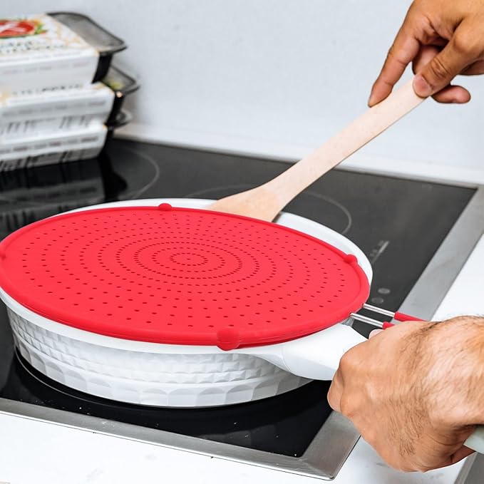 ABOOFAN 1pc Splatter Screen for 10-12'' Frying Pan, Silicone Splatter Guard - Image 5
