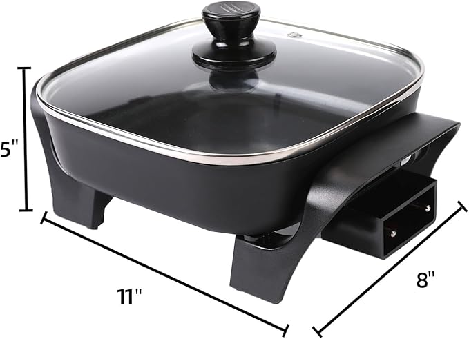 8" Electric Skillet with PFAS-Free Non-Stick Ceramic Coating, Removable - Image 2