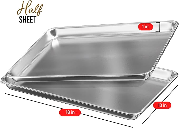Eatex Aluminum Baking Sheet Set, 2 Pack Cookie Sheet Set, 18” x 13” Steel - Image 2