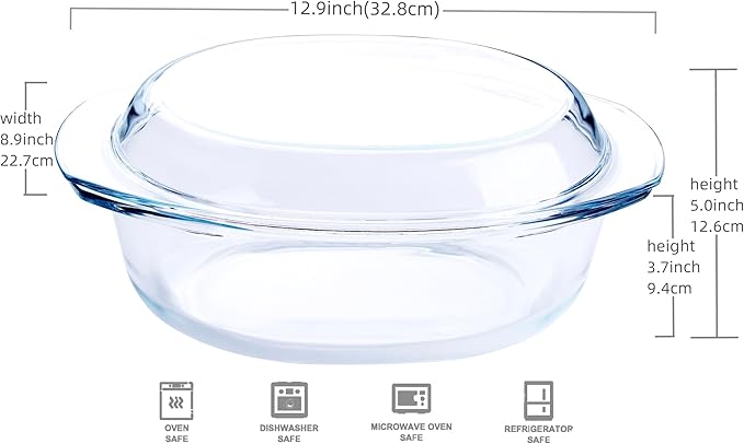 Oval Tempered Glass Casserole Dish, Tough Glass Casserole Baking Dish - Image 2