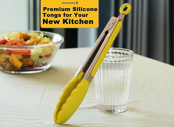 HINMAY Silicone Tipped Tongs 9-Inch Kitchen Cooking Tongs - Image 5