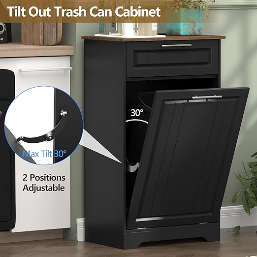 Single 10 Gallon Tilt Out Trash Can Cabinet - Image 4