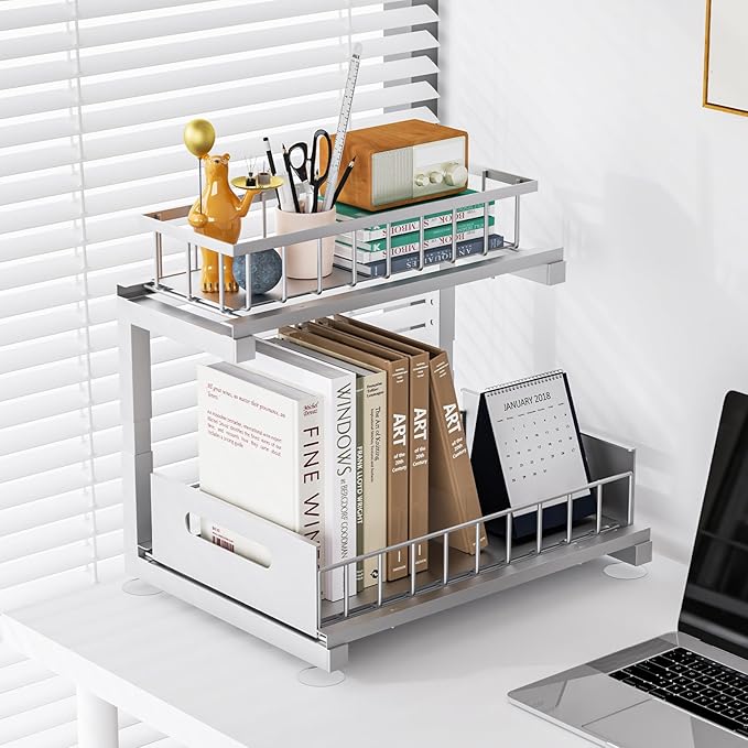 Under Sink Organizer, Heavy Duty Metal Pull Out Cabinet Organizer Slide Out - Image 8