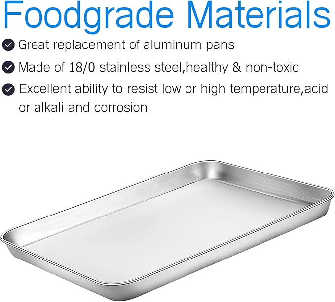 Cookie Sheet Baking Sheet, Bastwe Stainless Steel Bakeware Oven Tray, 16 inch - Image 2