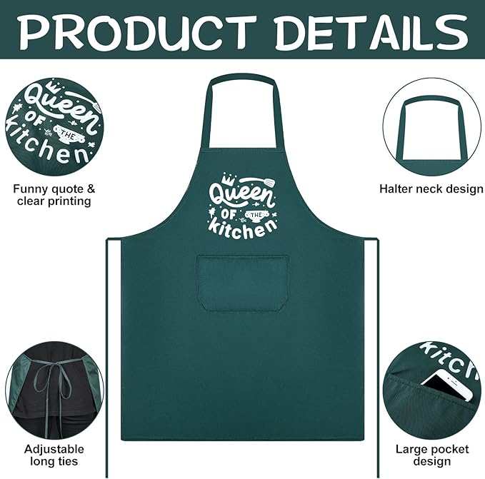 Jeyiour 3 Pack Funny Cooking Aprons Women Oil-proof Kitchen Aprons - Image 4