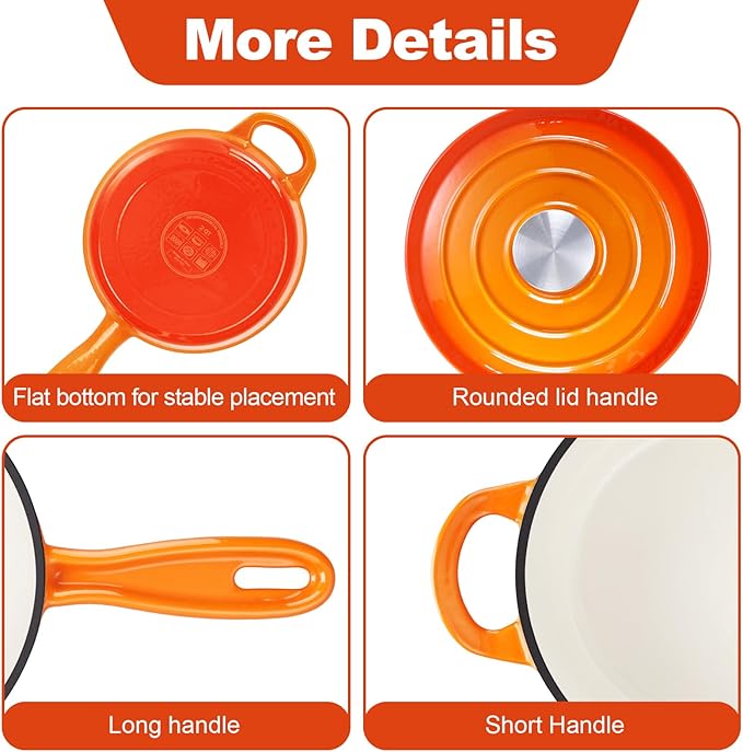 HaSteeL 1 QT Cast Iron Saucepan, Mini Enamel dutch oven - Image 6