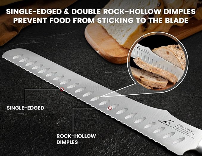 CoquusAid Bread Knife for Homemade Bread, 10.6 Inch Multifunction Serrated Knife - Image 7