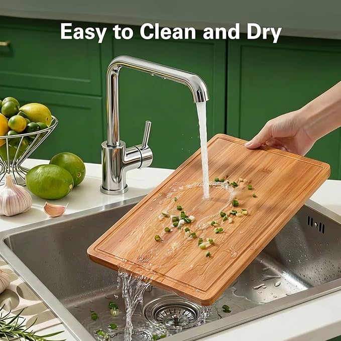 Zarler Bamboo Cutting Boards for Kitchen, 4 Piece Durable Wood Cutting Board - Image 8