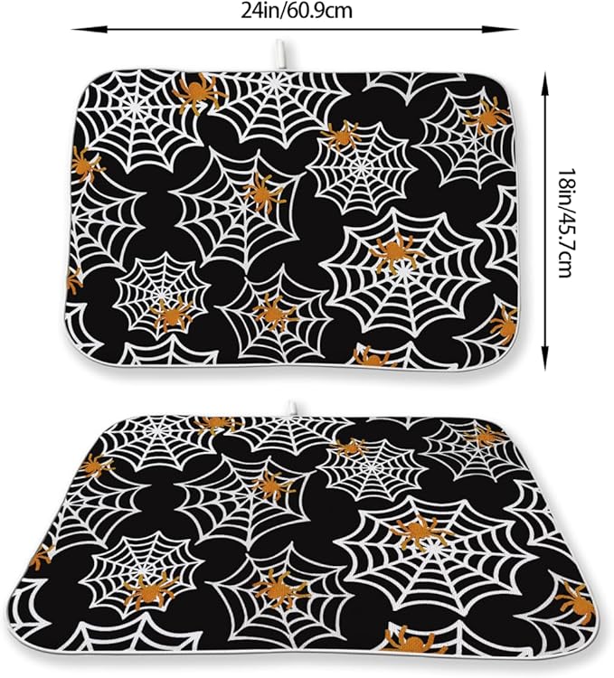 Halloween Dish Drying Mat 18 x 24 Inch Spider Web Drying Mat - Image 6