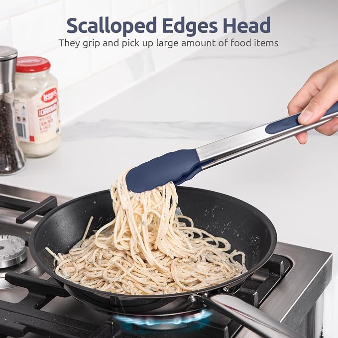 600ºF Heat Resistant Kitchen Tongs: U-Taste 7/9/12 inch Silicone Cooking Tong - Image 4