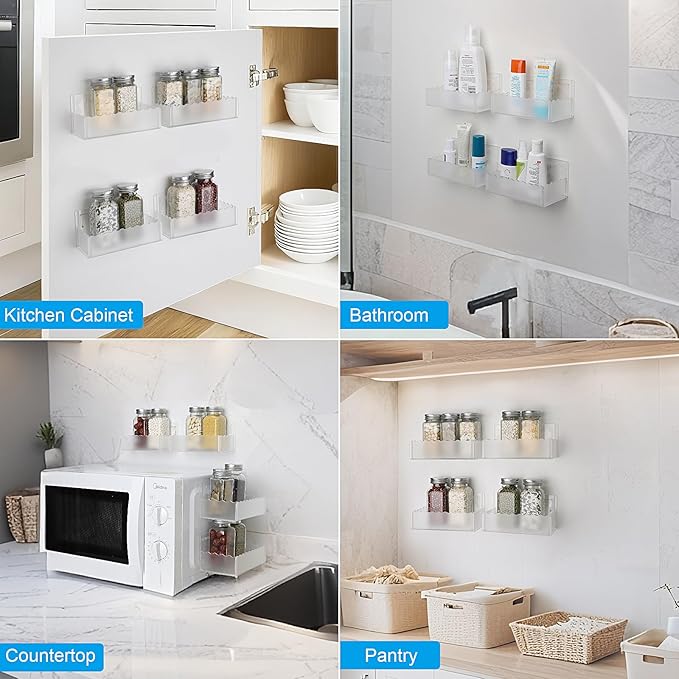6 inch Spice Rack Wall Mounted, 4 Pack Spice Organizer Shelf - Image 6