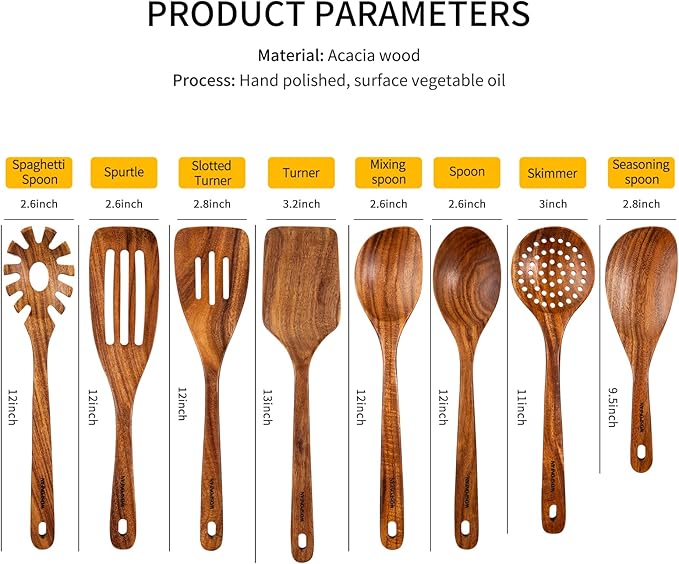 Wooden Spoons for Cooking, Wooden Utensils for Cooking - Image 2