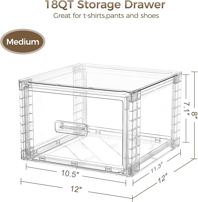 Vtopmart 6 Pack Clear Stackable Storage Bins, Easily Assemble Bathroom - Image 2