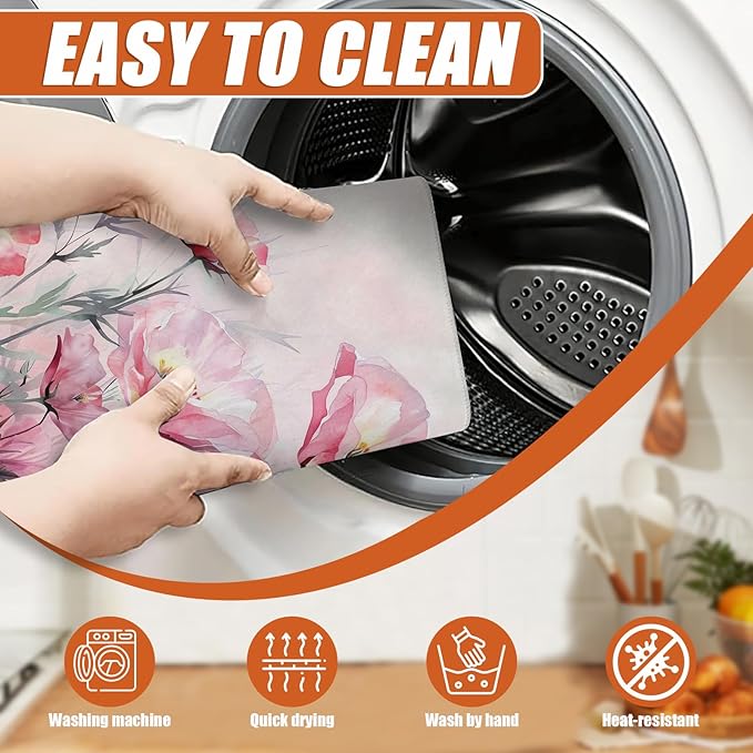 Pink Poppy Flower Dish Drying Mat - Image 4