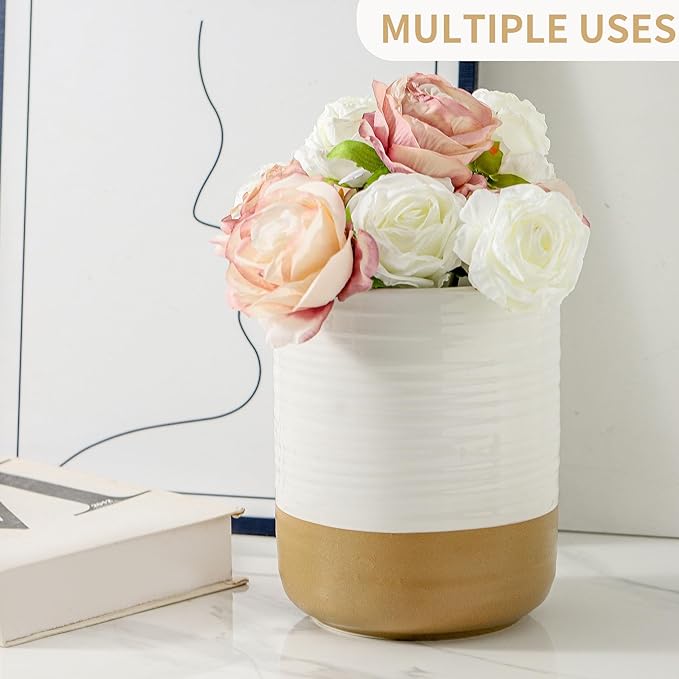HASENSE Utensil Holder, 7.4" x 6.2" Ceramic Utensil Holder - Image 4