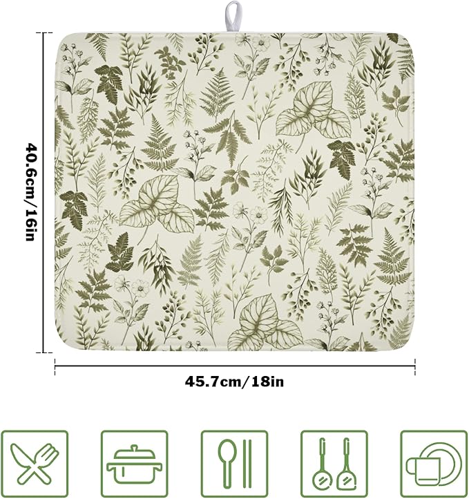 Vintage Botanical Floral Dish Drying Mat - Image 2