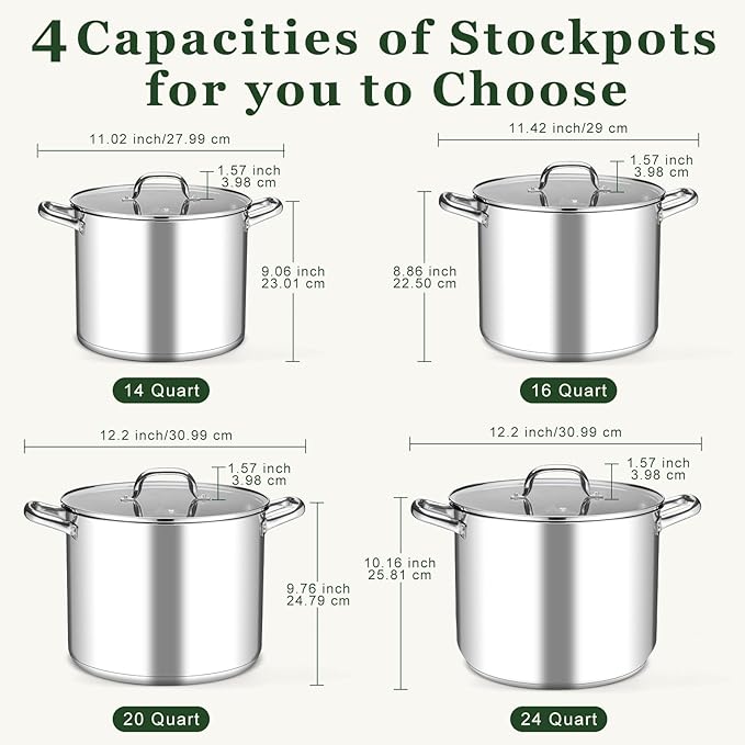 Leonyo 20QT Stock Pot, 18/10 Stainless Steel Soup Pot - Image 9