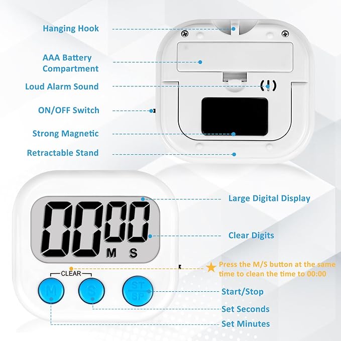 ZILLEEN 6 Pack Kitchen Timers for Cooking Digital Classroom Timers for Kids - Image 8