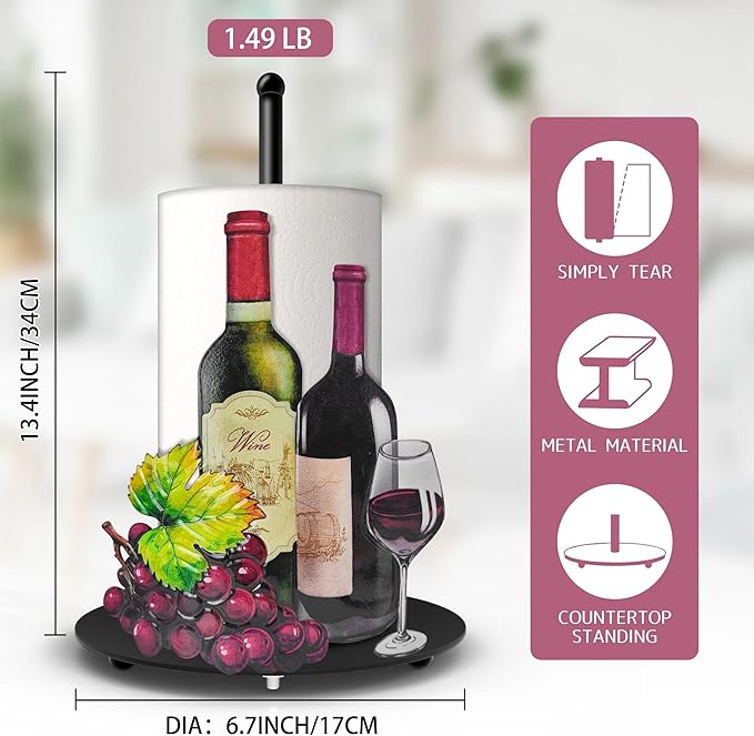 Hexagram Wine Paper Towel Holder, Wine Kitchen Bar Decor, Retro Decor - Image 2