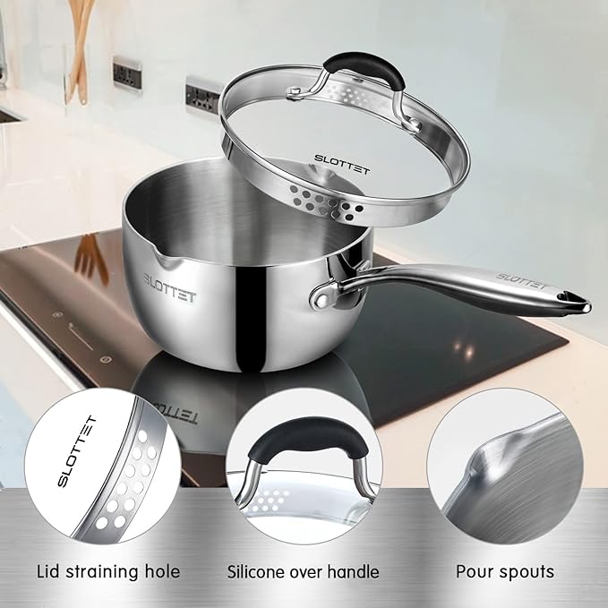 SLOTTET Tri-Ply Whole-Clad Stainless Steel Sauce Pan - Image 3