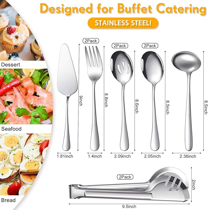 Patelai Serving Utensils Set Include Stainless Steel Large Spoons Slotted - Image 2