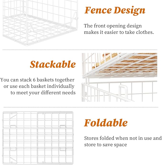 Jakyitvi 6-Tier Closet Shelf Organizer, Metal Stackable Closet Organizers and - Image 5