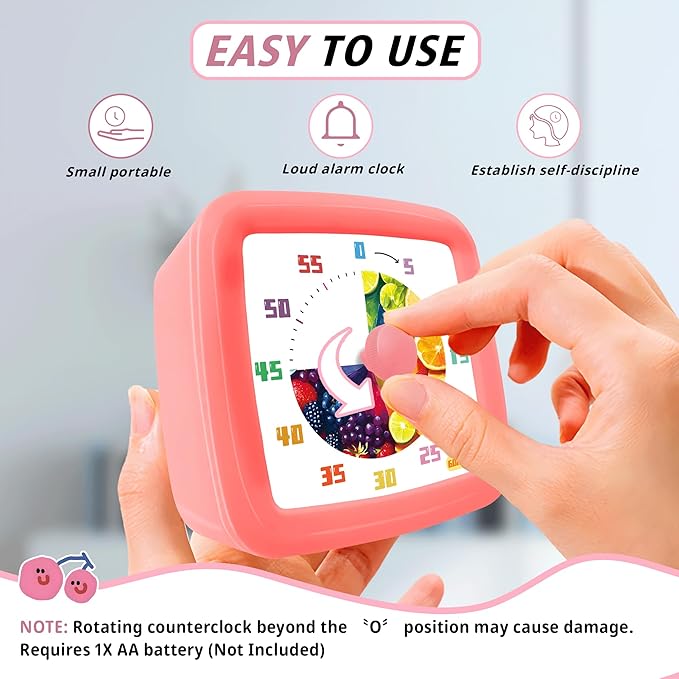 Visual Timer for Kids 60 Minute, Fruit Themed Silent Countdown Clock for Girls - Image 3