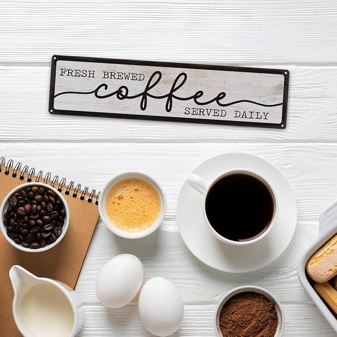 Coffee Metal Tin Signs, Fresh Brewed Coffee Served Daily Sign, Coffees - Image 5