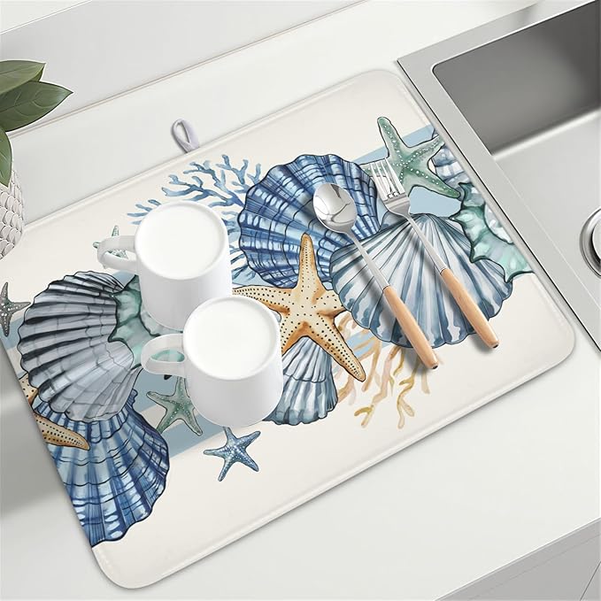 Summer Sea Shell Drying Mat 24x18 Inch, Starfish Drying Mat - Image 8