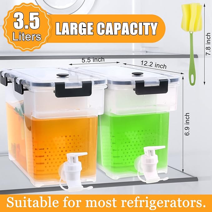Breroa 3 Pieces 3.5 Liter Clear Beverage Dispenser - Image 2